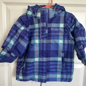 2T Colombia Kids Bugaboo Unisex Blue Gingham Stripped Plaid Winter Snow Jacket